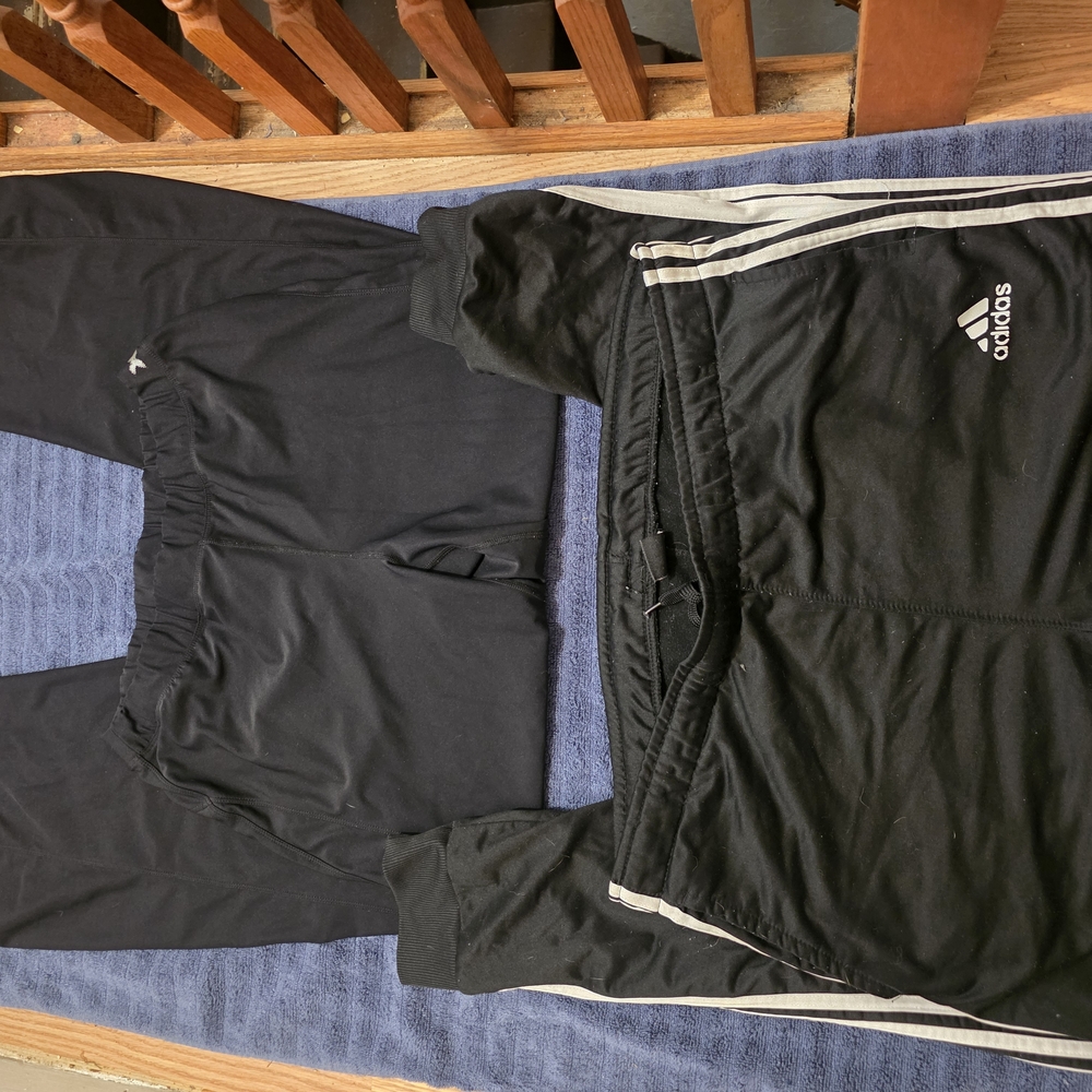 Adidas Black Joggers with White Accents